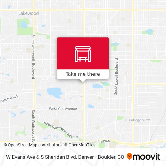 Mapa de W Evans Ave & S Sheridan Blvd