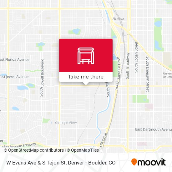 W Evans Ave & S Tejon St map
