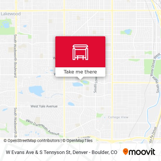 W Evans Ave & S Tennyson St map