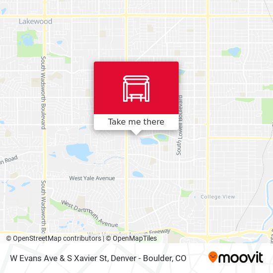 W Evans Ave & S Xavier St map