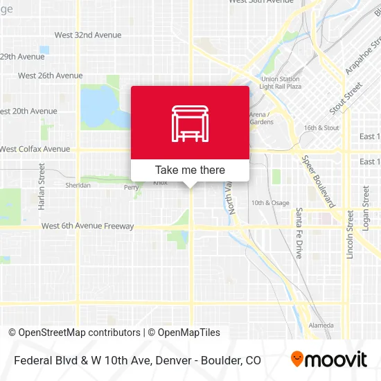 Federal Blvd & W 10th Ave map
