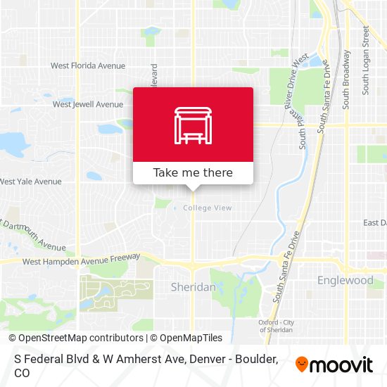S Federal Blvd & W Amherst Ave map