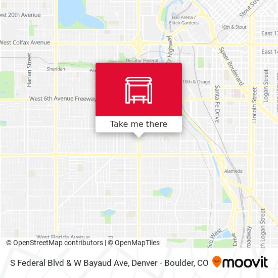 S Federal Blvd & W Bayaud Ave map