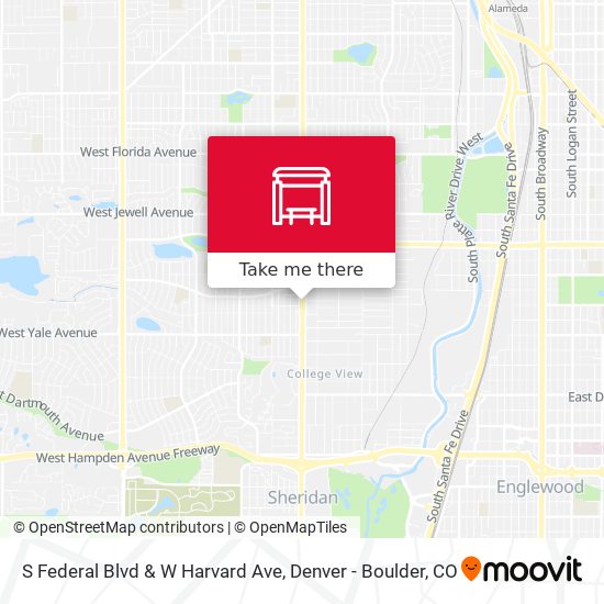 S Federal Blvd & W Harvard Ave map