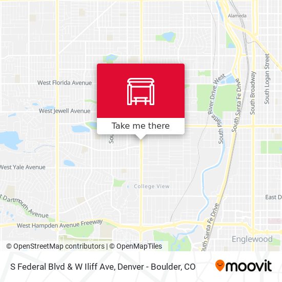 S Federal Blvd & W Iliff Ave map