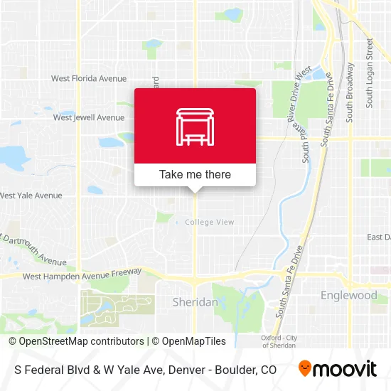S Federal Blvd & W Yale Ave map
