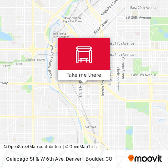 Galapago St & W 6th Ave map