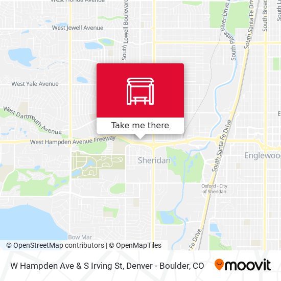 W Hampden Ave & S Irving St map