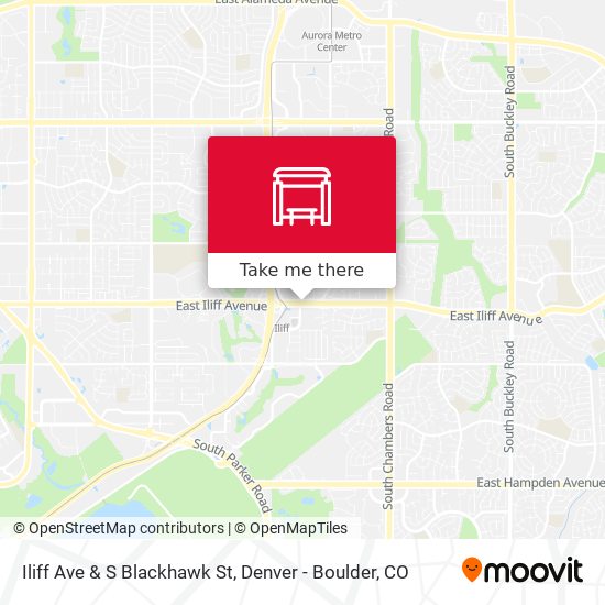 Iliff Ave & S Blackhawk St map