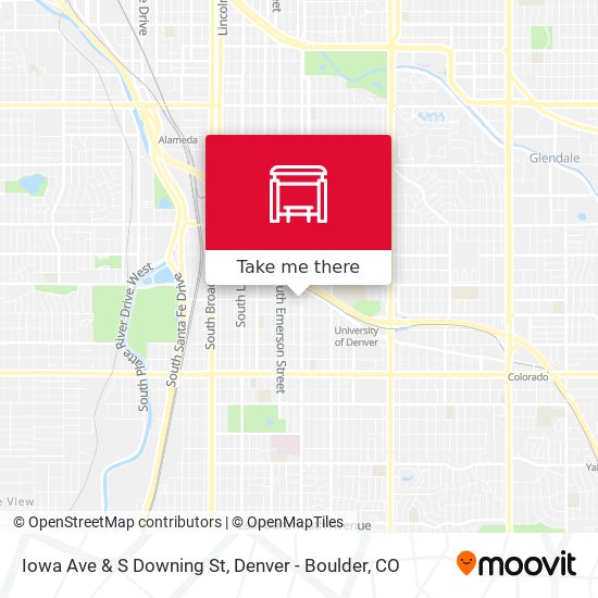 Iowa Ave & S Downing St map