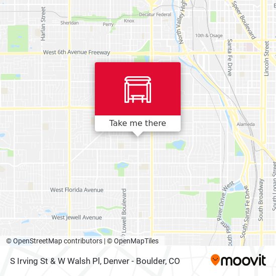 S Irving St & W Walsh Pl map