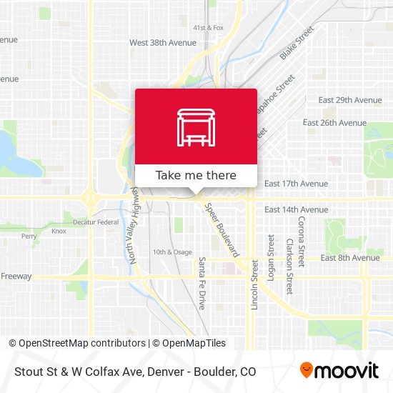 Stout St & W Colfax Ave map