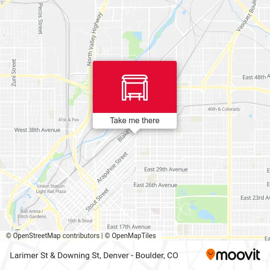Larimer St & Downing St map