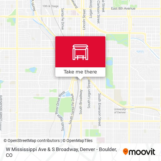 W Mississippi Ave & S Broadway map