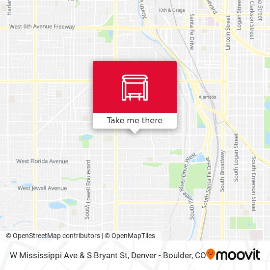 W Mississippi Ave & S Bryant St map