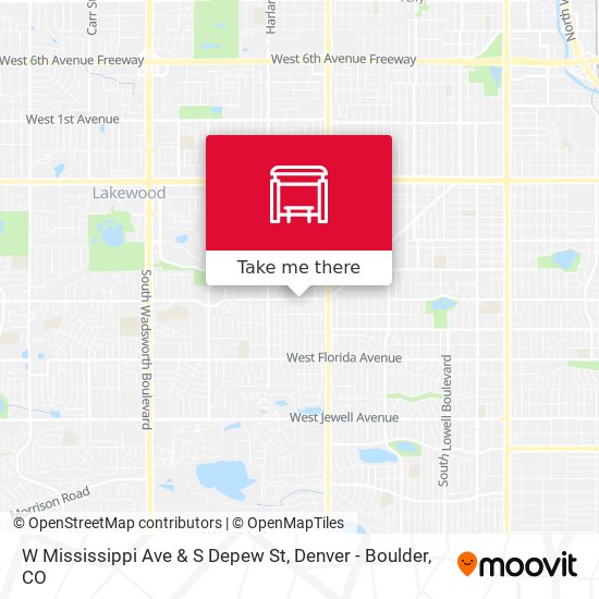 W Mississippi Ave & S Depew St map