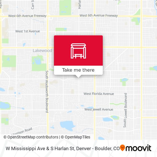 W Mississippi Ave & S Harlan St map