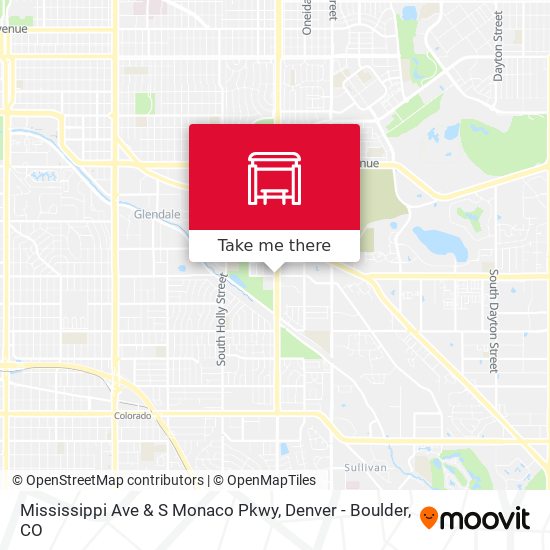 Mississippi Ave & S Monaco Pkwy map