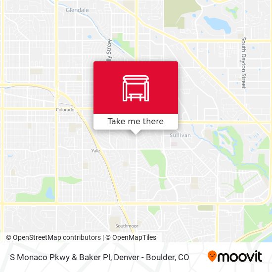 S Monaco Pkwy & Baker Pl map