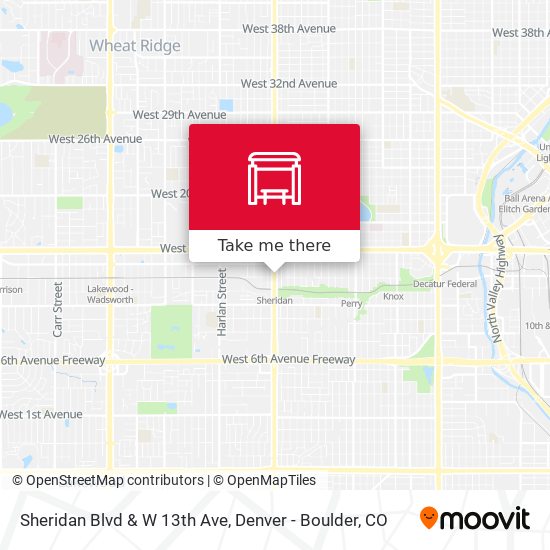 Sheridan Blvd & W 13th Ave map
