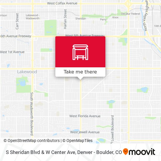 S Sheridan Blvd & W Center Ave map