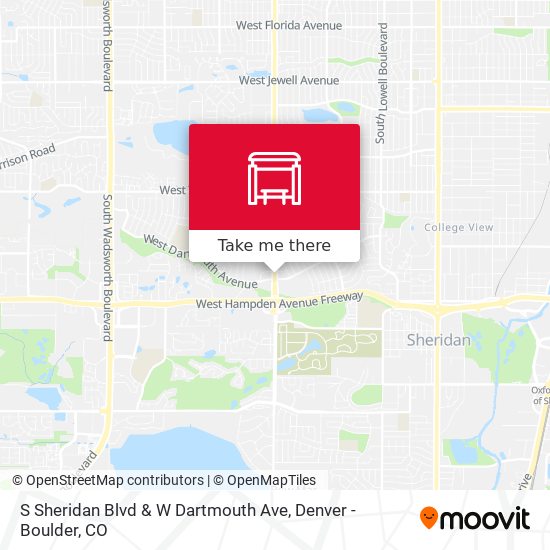 S Sheridan Blvd & W Dartmouth Ave map