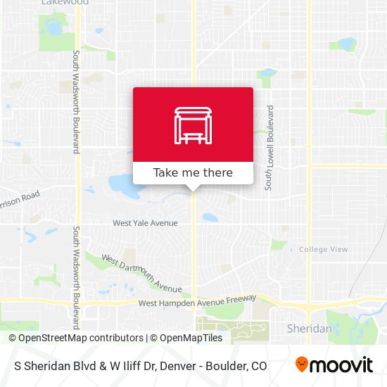 S Sheridan Blvd & W Iliff Dr map