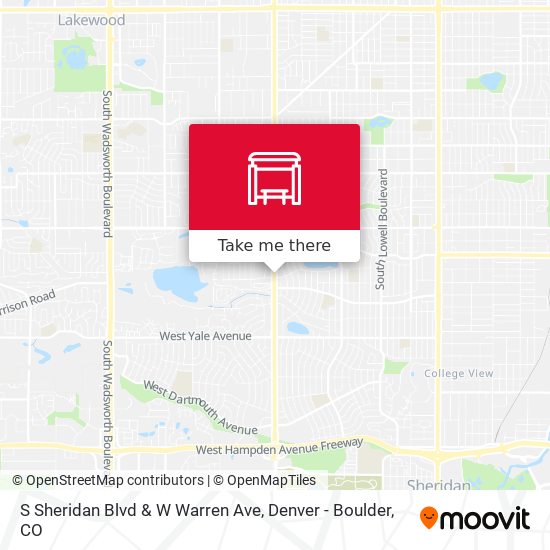 S Sheridan Blvd & W Warren Ave map