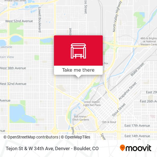 Tejon St & W 34th Ave map
