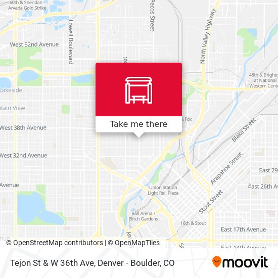 Tejon St & W 36th Ave map