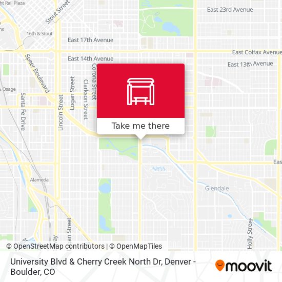 Mapa de University Blvd & Cherry Creek North Dr