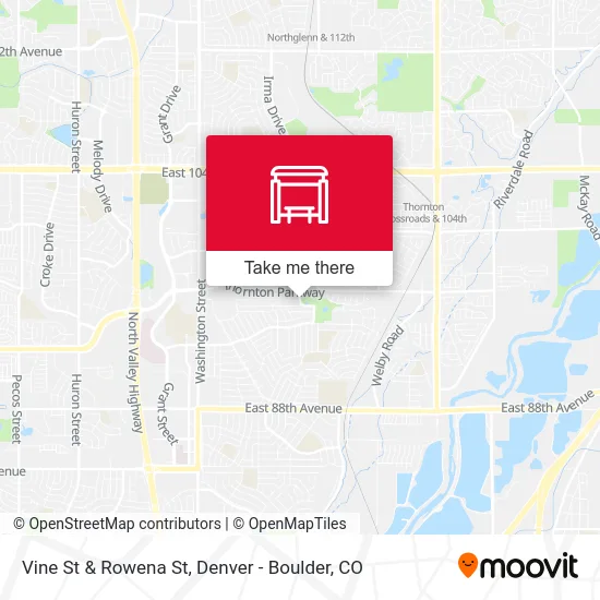 Vine St & Rowena St map