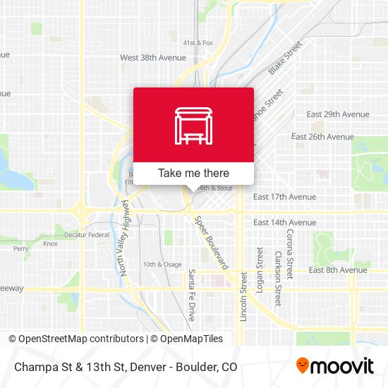 Champa St & 13th St map