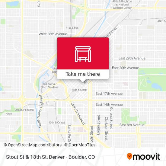 Stout St & 18th St map