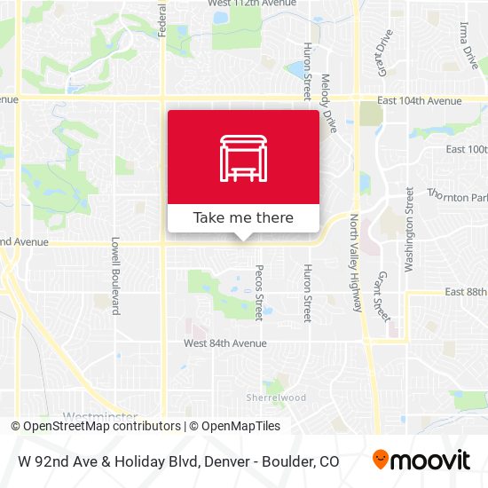 W 92nd Ave & Holiday Blvd map