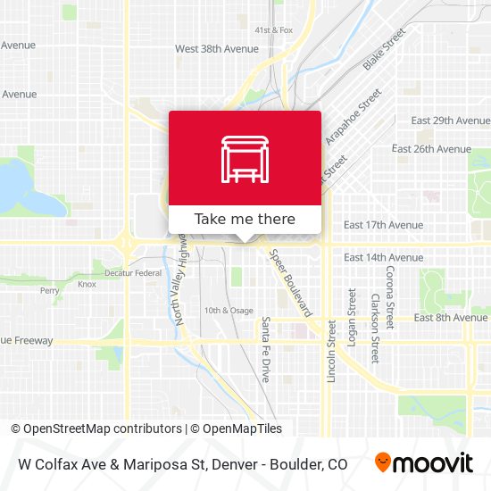 W Colfax Ave & Mariposa St map