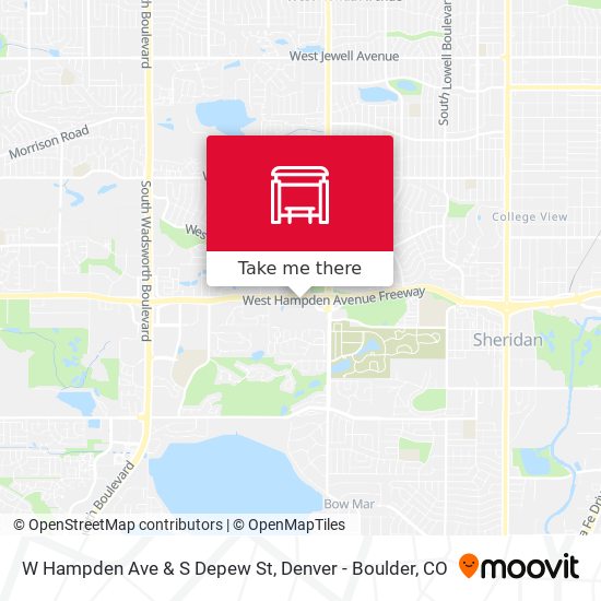 W Hampden Ave & S Depew St map