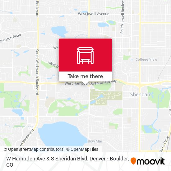 W Hampden Ave & S Sheridan Blvd map