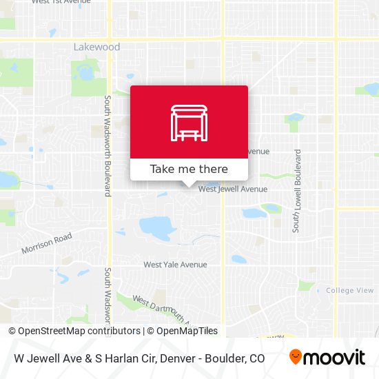 W Jewell Ave & S Harlan Cir map