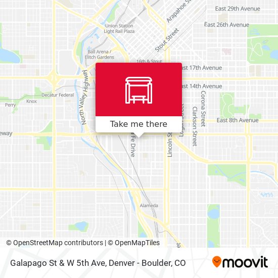Galapago St & W 5th Ave map