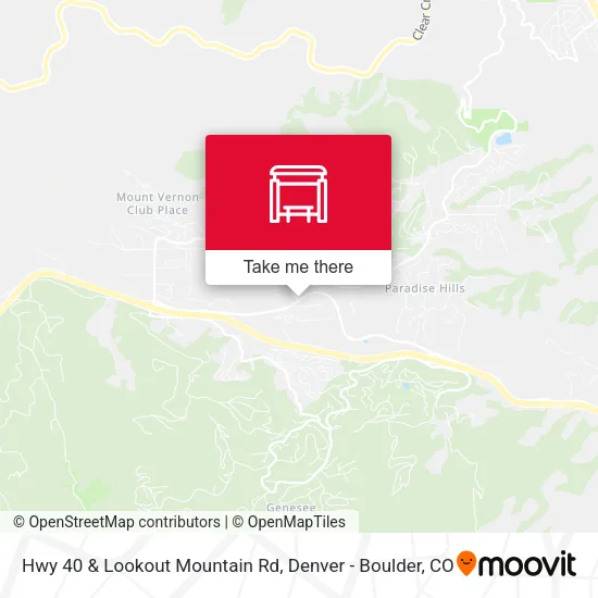 Hwy 40 & Lookout Mountain Rd map