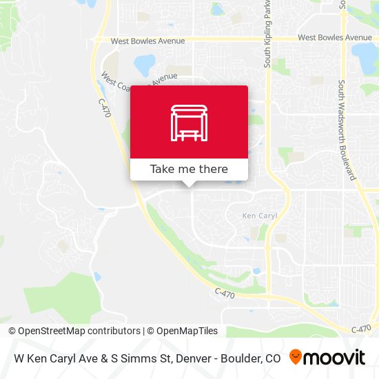 W Ken Caryl Ave & S Simms St map