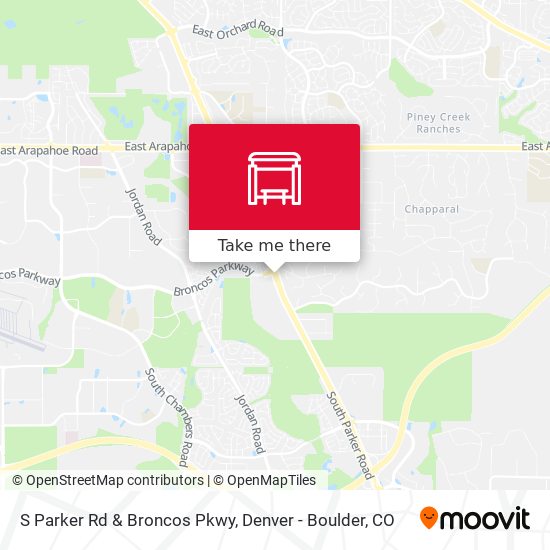 S Parker Rd & Broncos Pkwy map