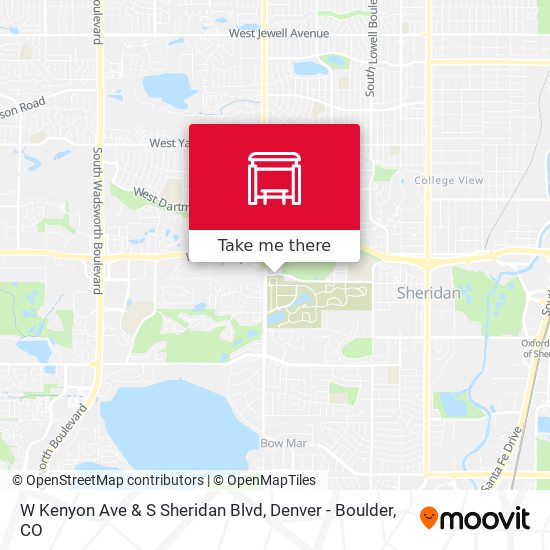W Kenyon Ave & S Sheridan Blvd map