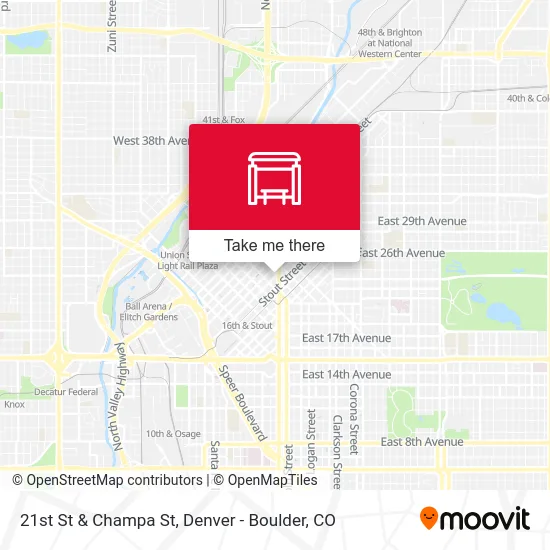 21st St & Champa St map