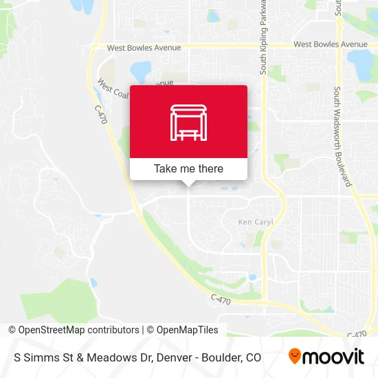 S Simms St & Meadows Dr map