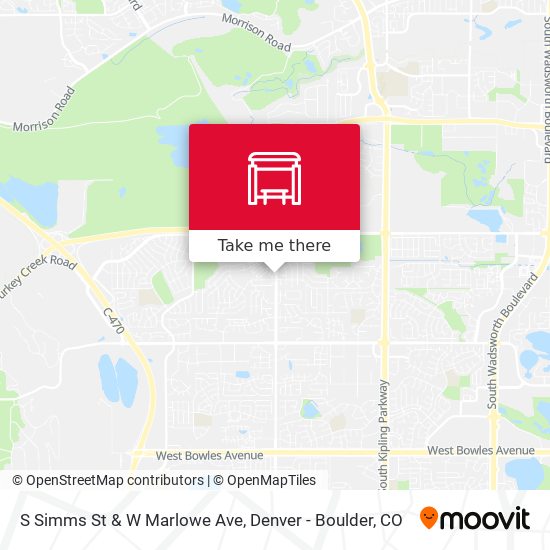 S Simms St & W Marlowe Ave map