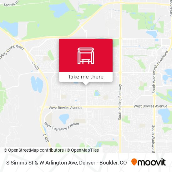 S Simms St & W Arlington Ave map