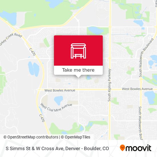 S Simms St & W Cross Ave map