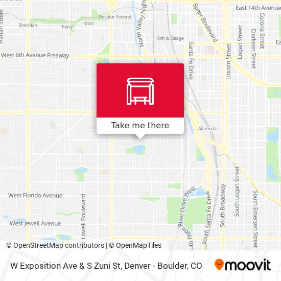 W Exposition Ave & S Zuni St map